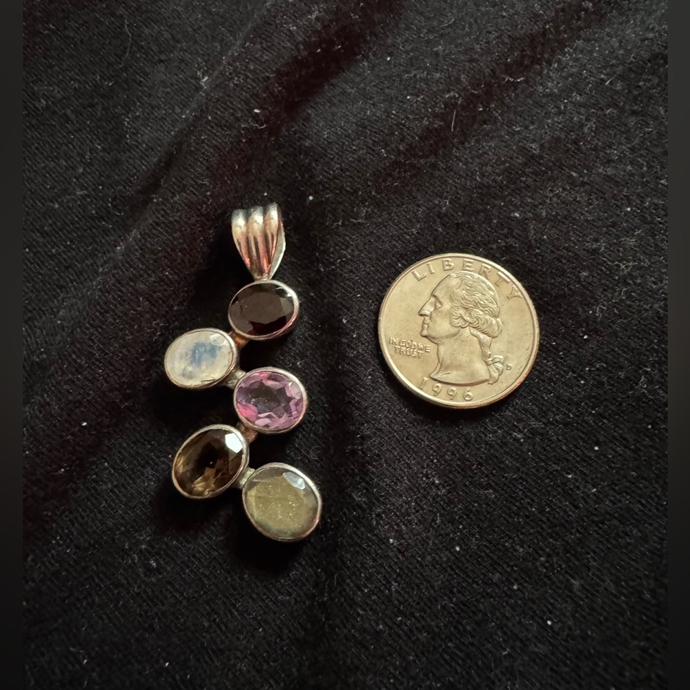 Silver Pendant multi stone